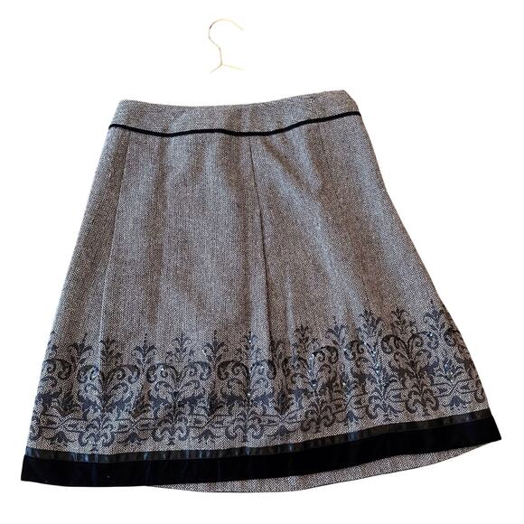 Loft Herringbone Sequin Velvet Wool Blend Skirt - Size 12 - Picture 1 of 5
